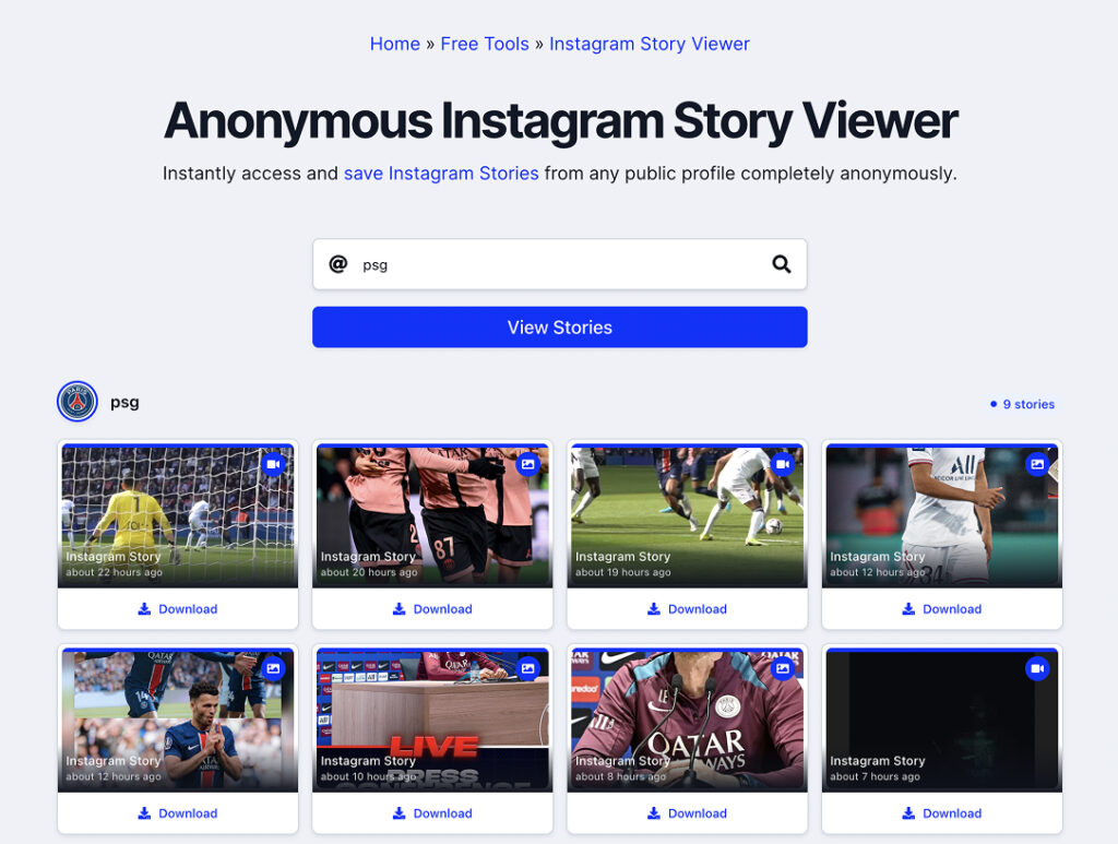Free Instagram story viewer