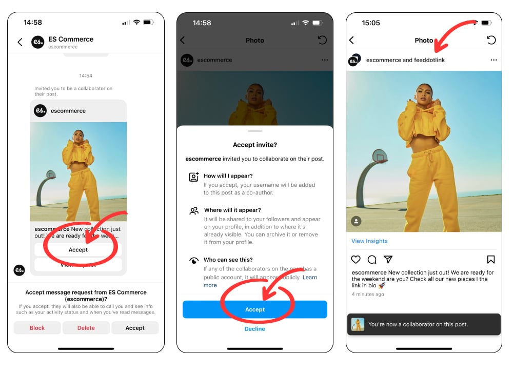 Accept Instagram collab post